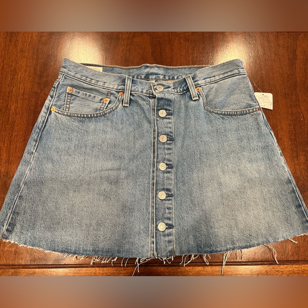 Levi's Blue Denim Front Button Mini Skirt